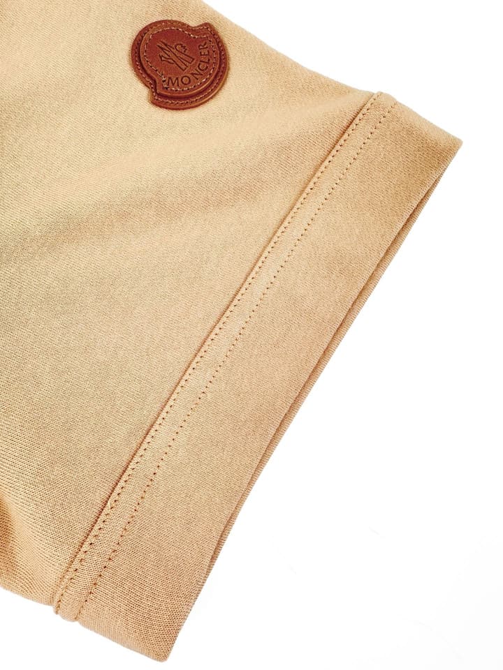 Moncler Leather-Trimmed Pocket T-Shirt in Beige