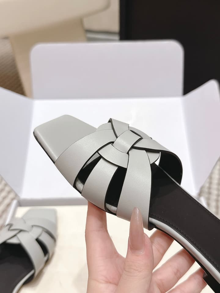 Saint Laurent Melody Square Toe Flat Sandals – 2026SS in Burgundy Patent