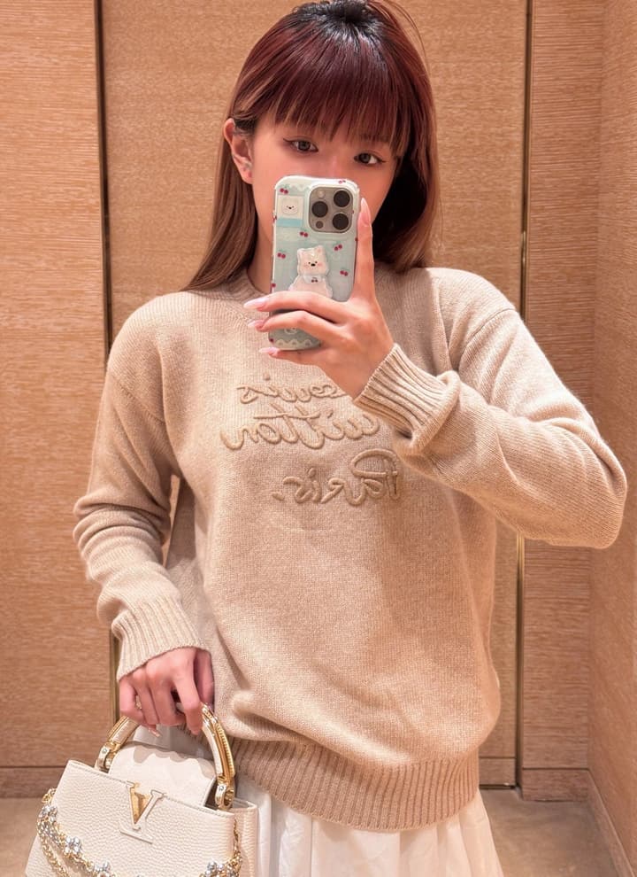 Louis Vuitton Embroidered Knit Sweater in Khaki