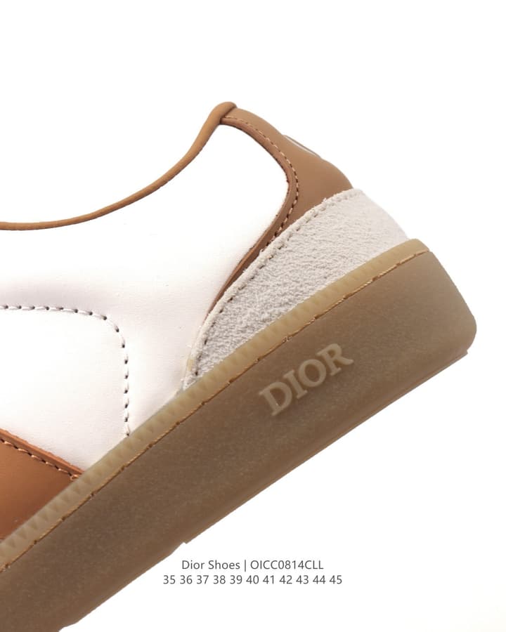 Dior Unisex White Platform Sneakers – Spring/Summer Collection – 25SS in Beige With Brown Stripe