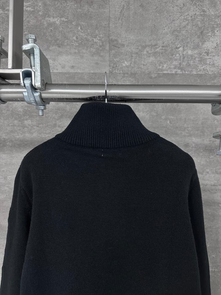 Celine Small Embroidery Half-Zip High-Neck Sweater – 24FW in Black Half-zip Sweater