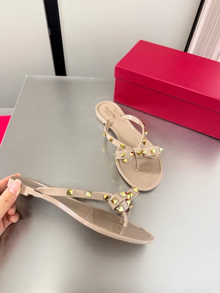 Valentino Rockstud Handmade Sandals in Beige