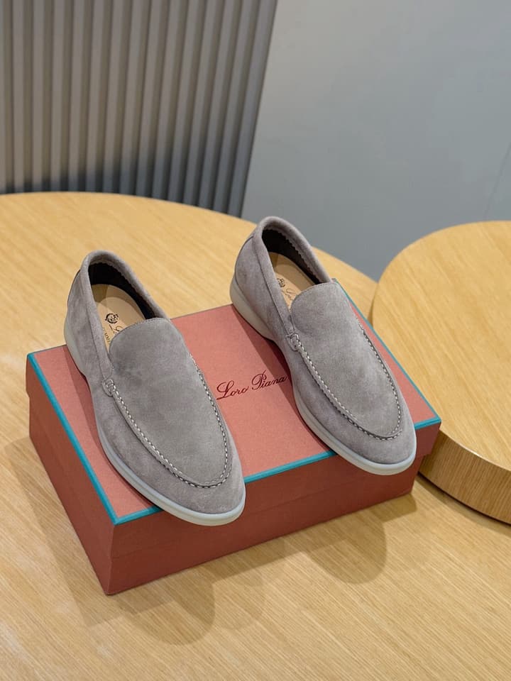Loro Piana Italian Handmade Suede Loafers in Camel Brown Suede