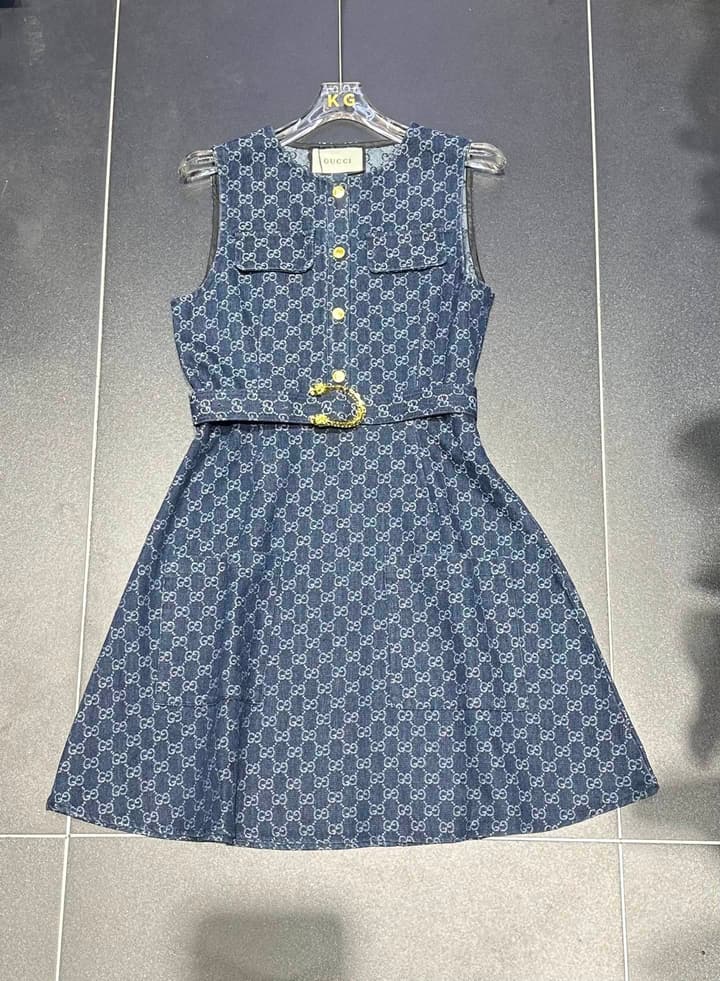Gucci Belted Jacquard Dress – Spring/Summer Collection – 2026SS in Blue