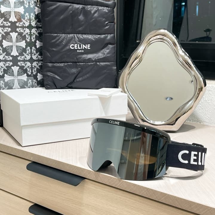 Celine Ski Goggles in Black Frame Silver Lens