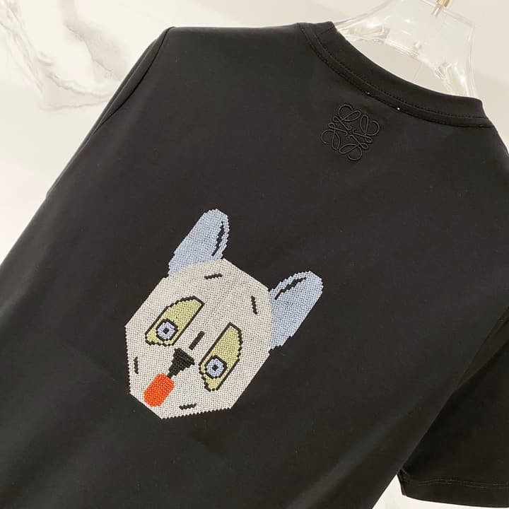 Loewe Cartoon Dog Embroidered T-Shirt in Black