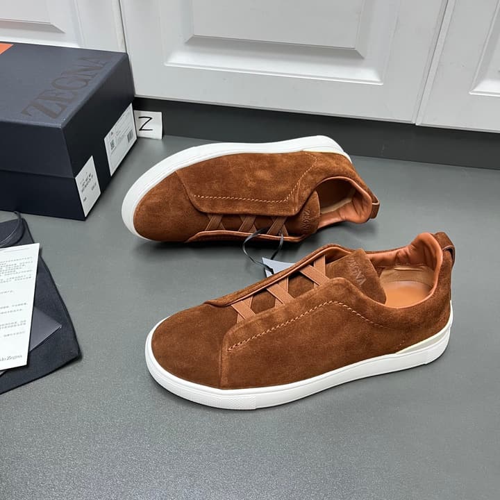 Zegna Triple Stitch Suede Low-Top Sneakers
