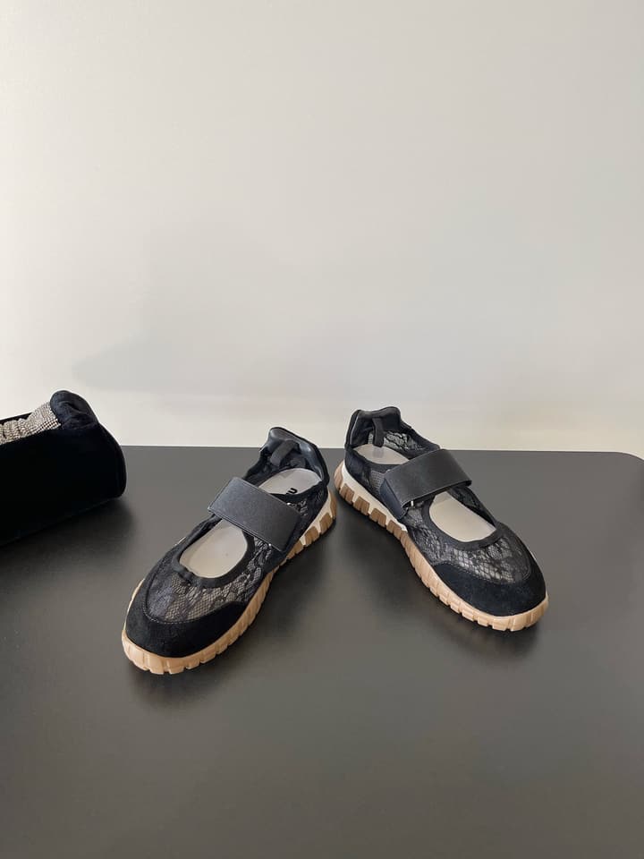 Miu Miu Latest Lace Retro Mary Jane Sneakers in Black
