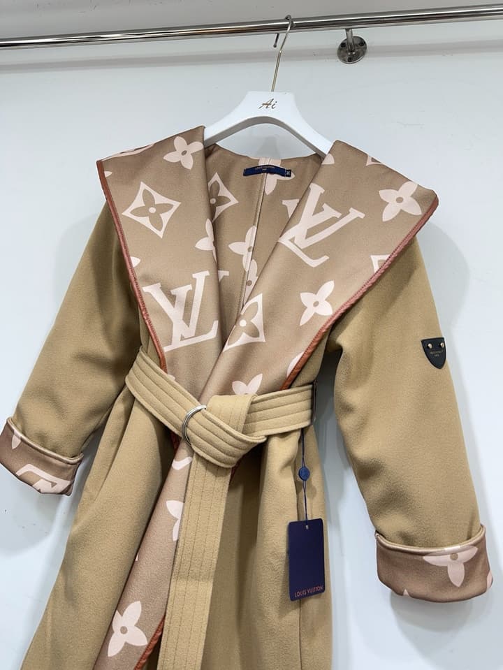 Louis Vuitton Monogram Hooded Wool Coat