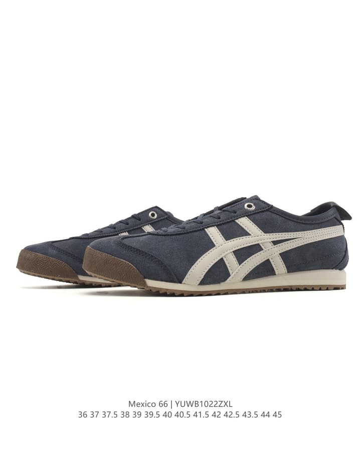 Onitsuka Tiger Mexico 66 Classic Retro Sneakers in Cream With Black Stripes