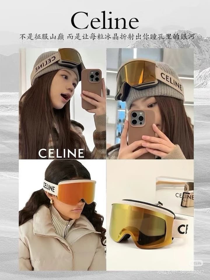 Celine Ski Goggles in Black Frame With Black Strap