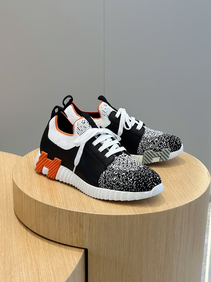 Hermès Bouncing Sneakers in Black And White Color Block