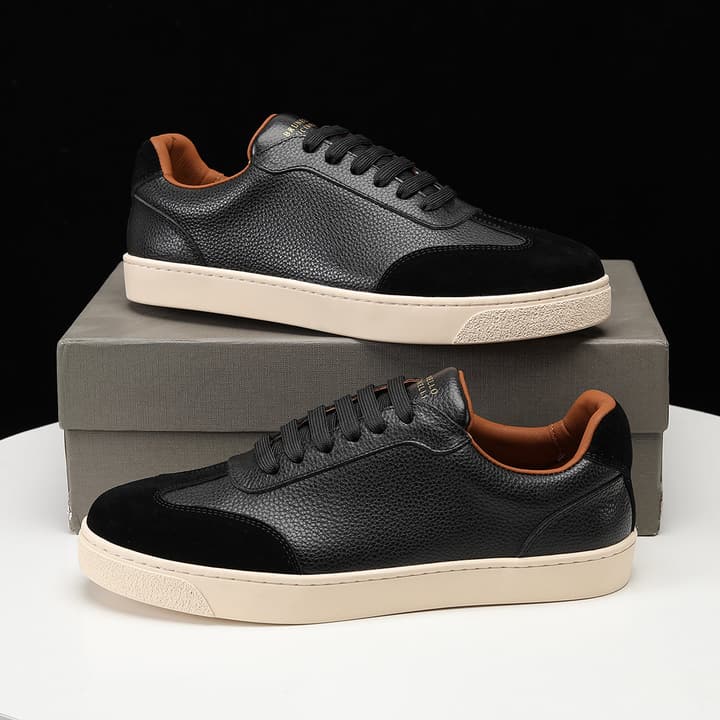Brunello Cucinelli Men's Colorblock Driving Shoes – New Collection in Black Leather And Suede