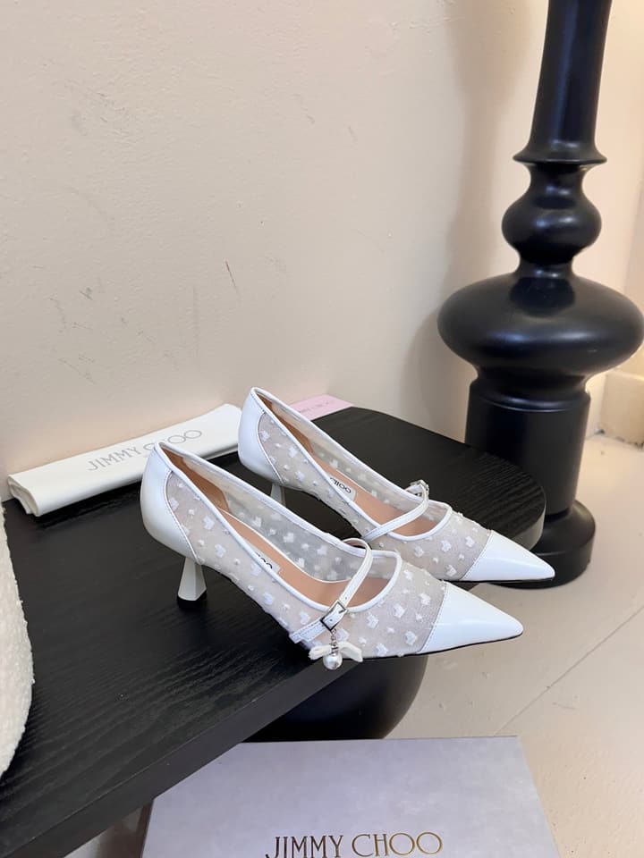 Jimmy Choo Patent Leather Pumps – 2025FW in Nude Mesh