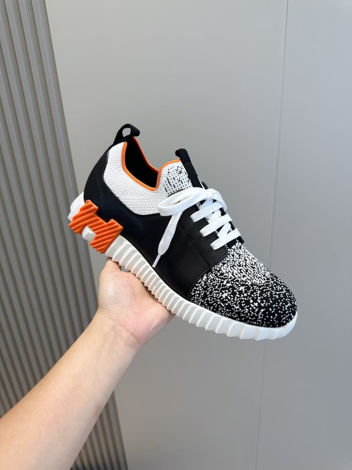 Hermès Bouncing Sneakers in Black And White Color Block