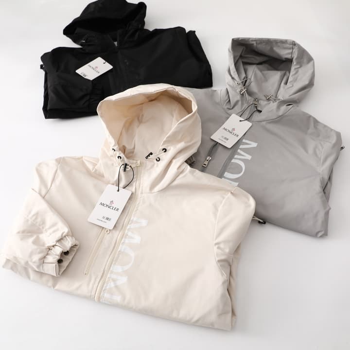 Moncler Classic Printed Hooded Windbreaker Jacket – SS24 Autumn Collection in Black