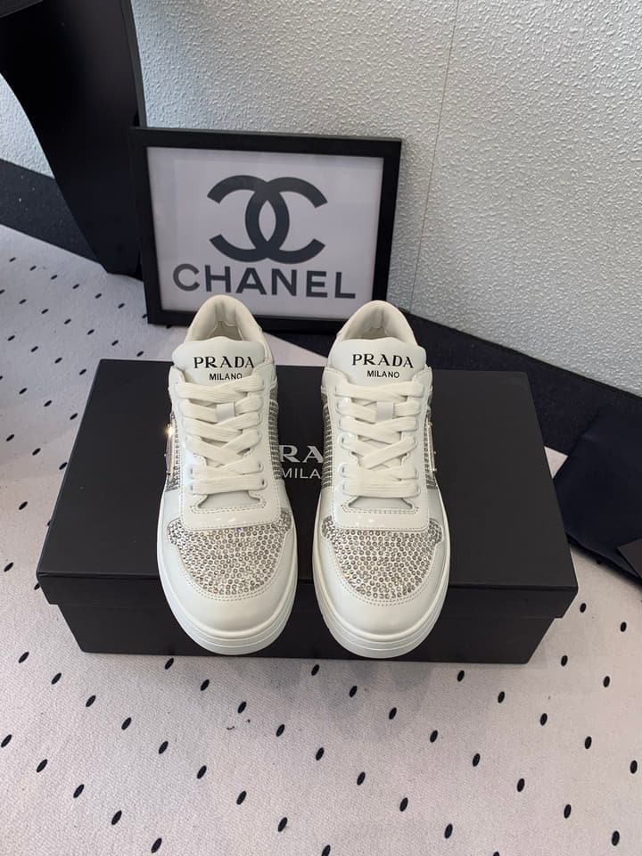 Prada Studded Leather Casual Sneakers
