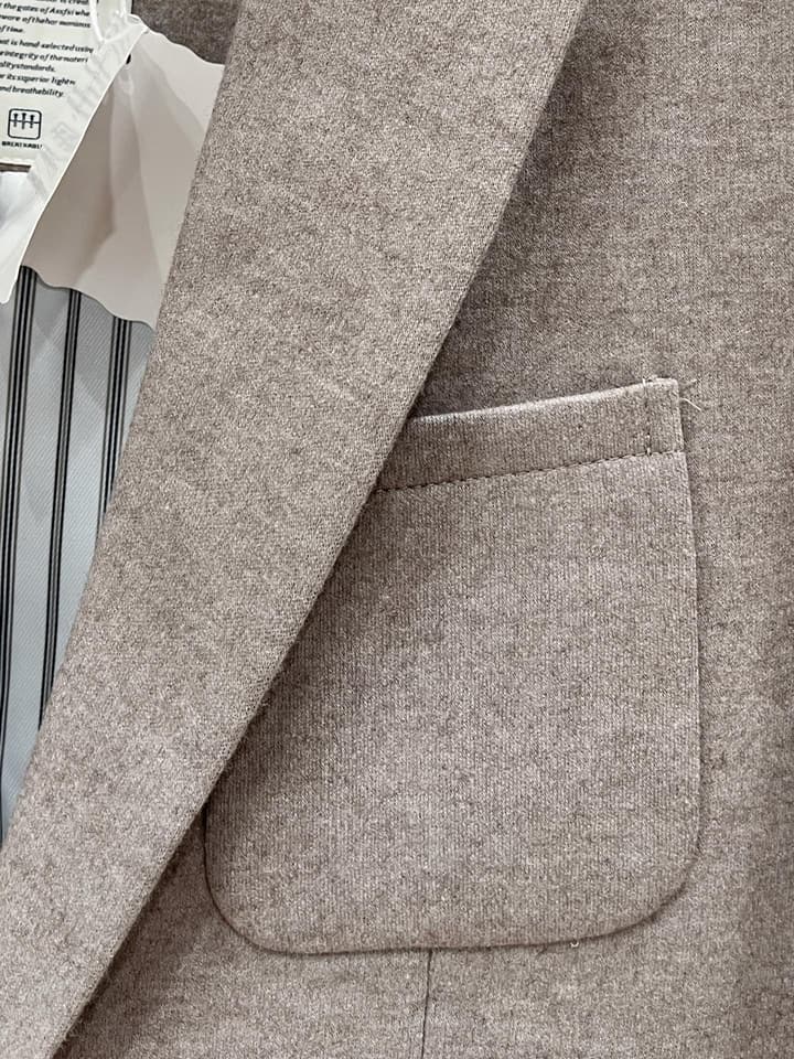 Brunello Cucinelli Men's Slim Fit Mixed Fabric Blazer – 2025FW in Dark Charcoal Gray