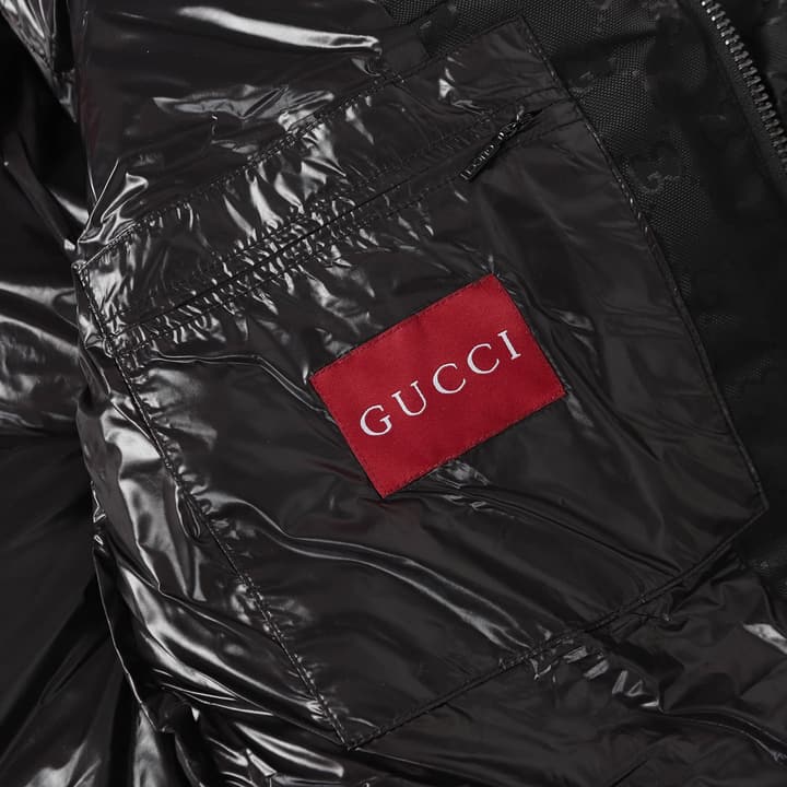 Gucci GG Monogram Hooded Puffer Jacket in Black Gg Monogram Puffer