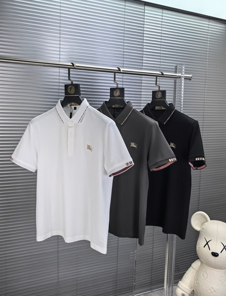 Burberry Embroidered Logo Piqué Cotton Polo Shirt – 2026SS in Dark Grey