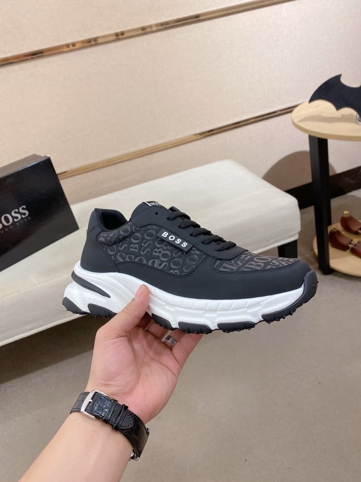 Boss Men's Casual Leather Sneakers in Blue