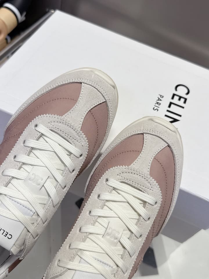 Celine Racer Women's Low-Top Sneakers in Black With White Laces