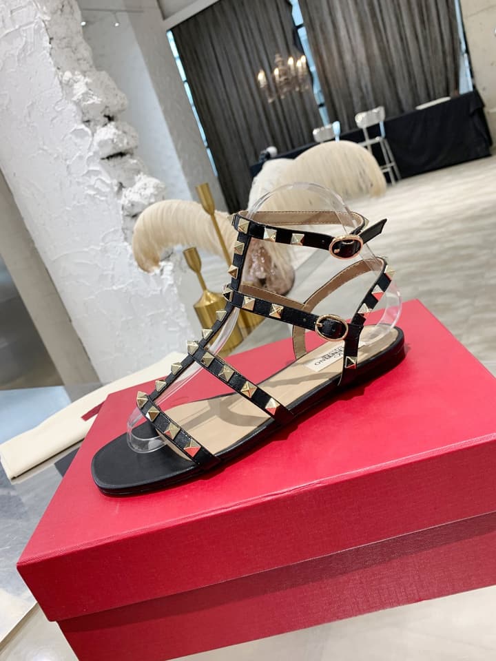 Valentino Studded Classic Block Heel Sandals in Black