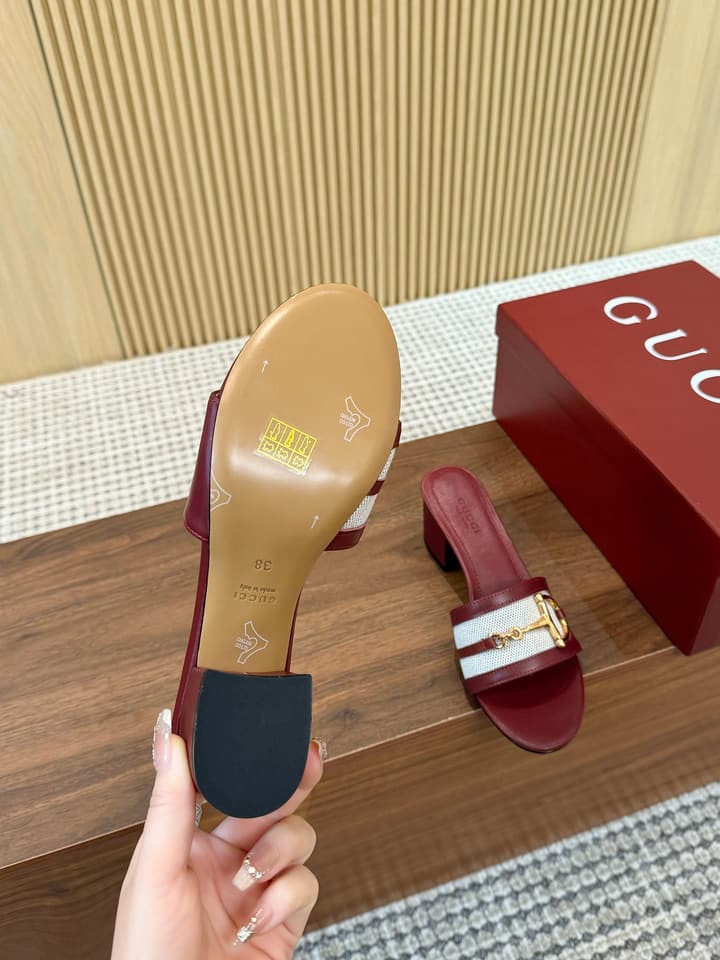Gucci D-Horsebit Mule Sandals in Brown Gg Canvas
