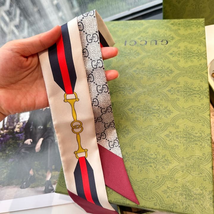 Gucci GG Logo Twilly Silk Scarf