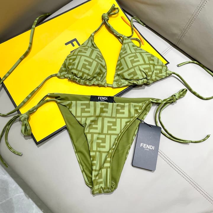 Fendi Versatile One-Piece Swimsuit in Brown Monogram Bikini