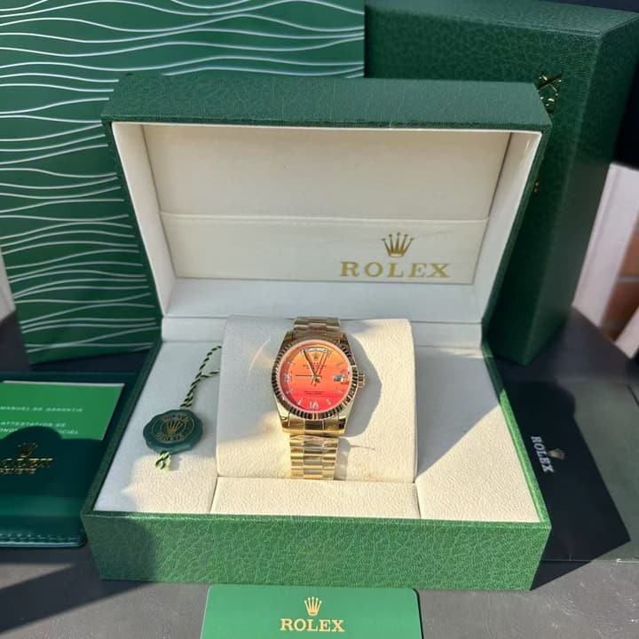 Rolex Day-Date 36 Yellow Gold Red Carnelian Watch