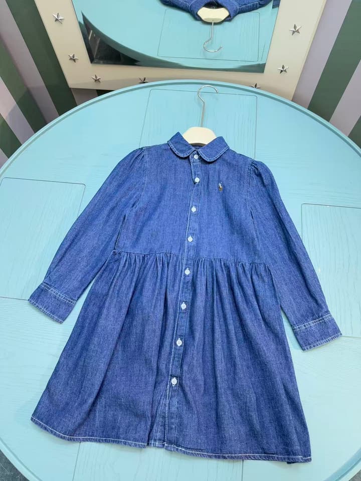 Ralph Lauren Kids Denim Shirt Dress – 2025SS – Kids Collection in Medium Blue Denim