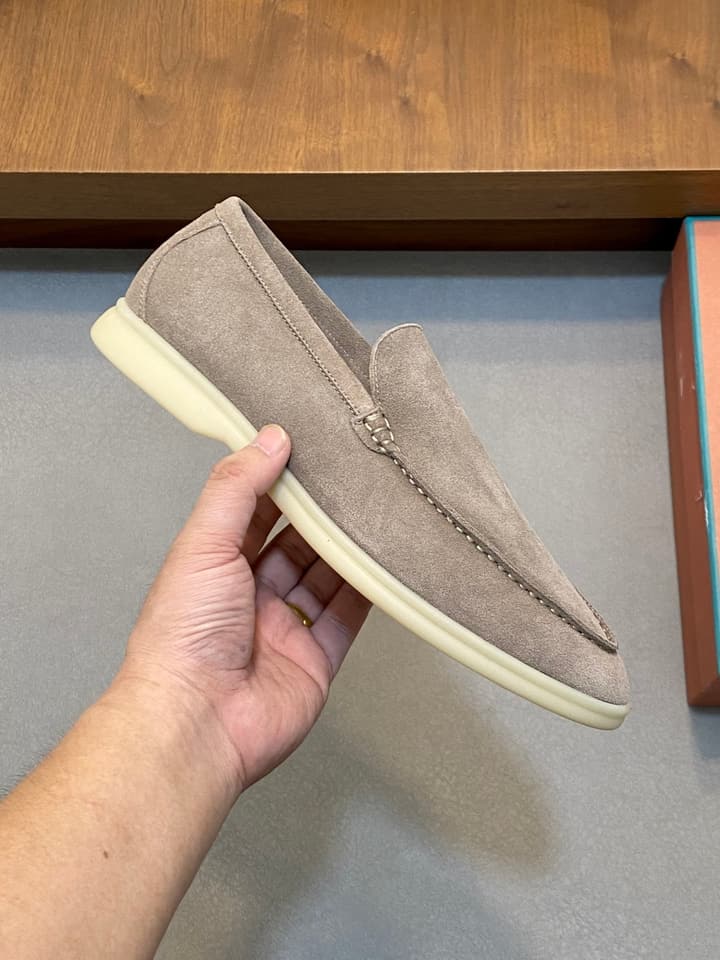 Loro Piana Suede Leather Slip-On Loafers in Black Suede