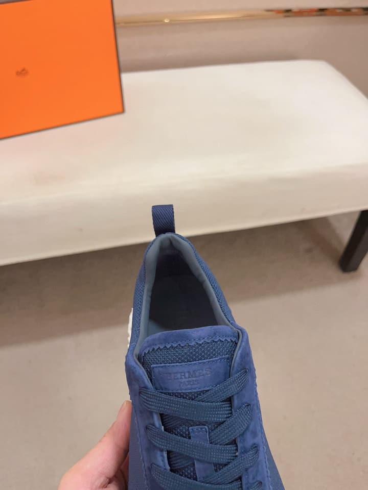 Hermès Men's Classic Driving Shoes in Charcoal With Blue Sole