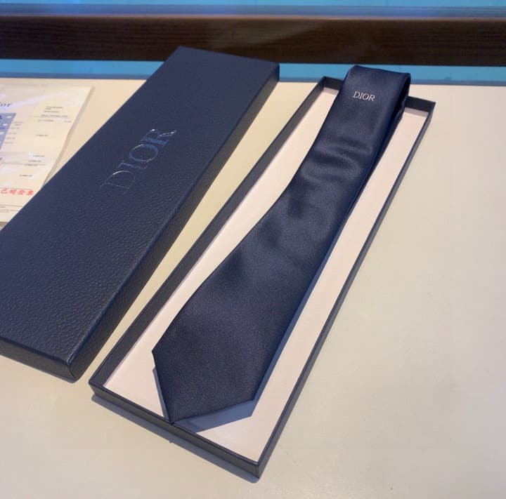 Dior Men's Logo Jacquard Tie in Deep Navy