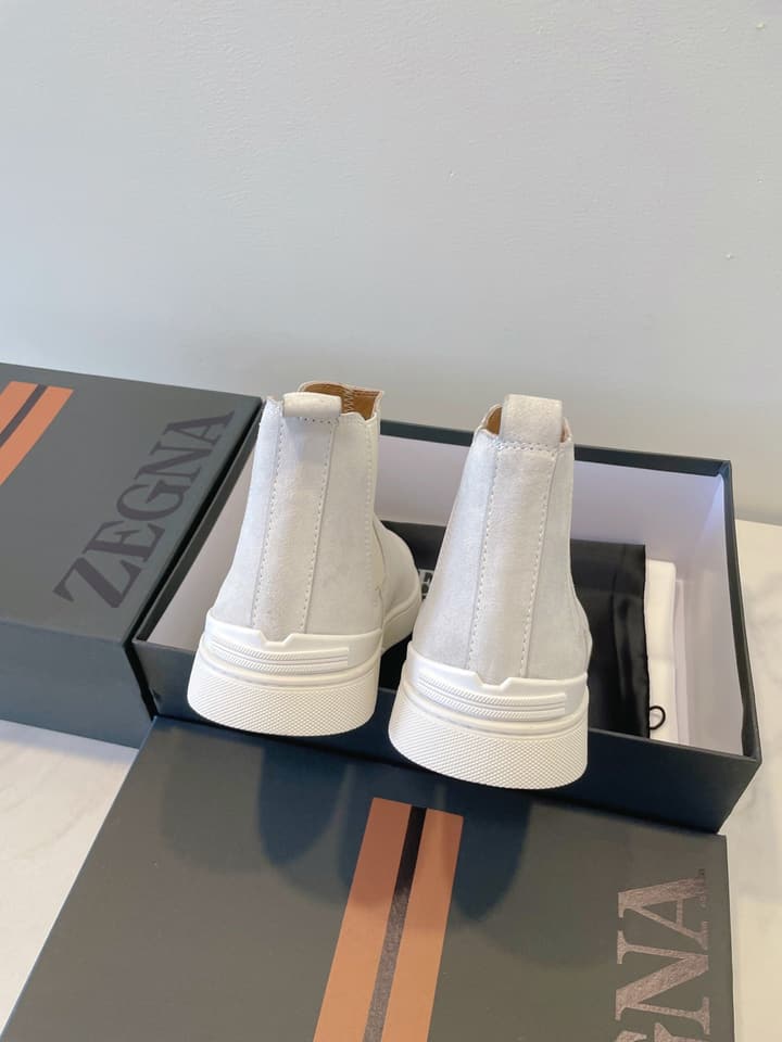 Zegna COUTURE Triple Stitch Leather Sneakers in Black Suede With Dark Sole