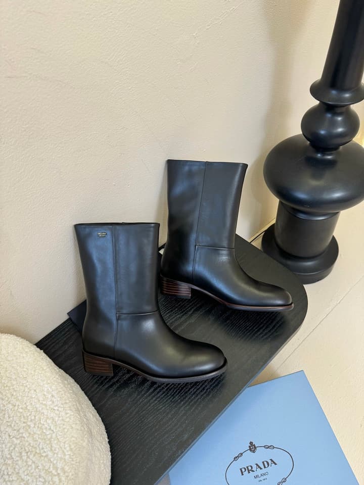 Prada Thick-Sole Knight Boots – 25SS in Dark Brown Suede