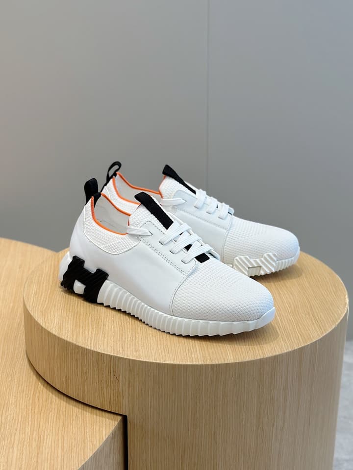 Hermès Bouncing Sneakers in Black And White Color Block