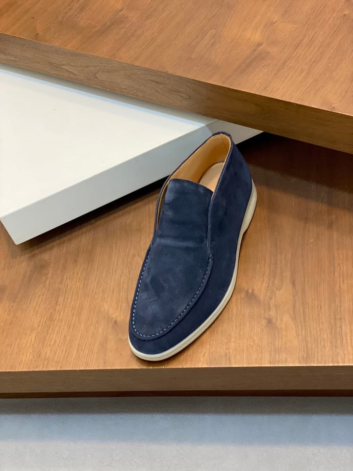 Loro Piana Suede Leather Slip-On Loafers in Camel Tan Suede