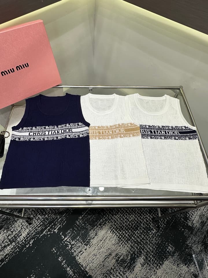 Dior Monogram Jacquard Knit Vest in Blue