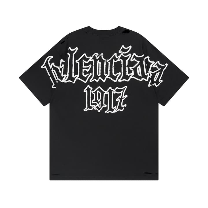 Balenciaga Paris Art Print Distressed T-Shirt – 25SS in Black