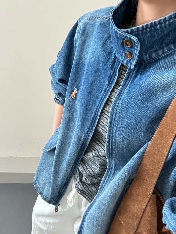 Ralph Lauren Washed Denim Jacket – 2025 Fall Collection in Classic Blue Denim