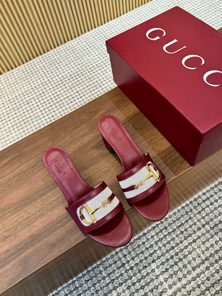 Gucci D-Horsebit Mule Sandals in Brown Gg Canvas