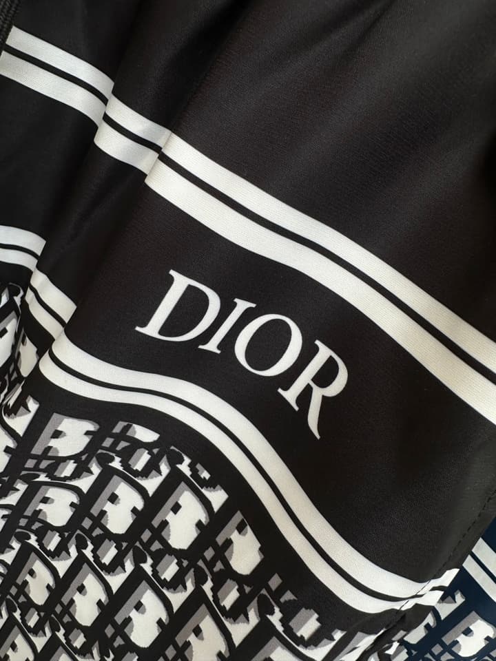 Dior Men's Casual Beach Shorts – 2025SS Collection in Black Dior Band Monogram