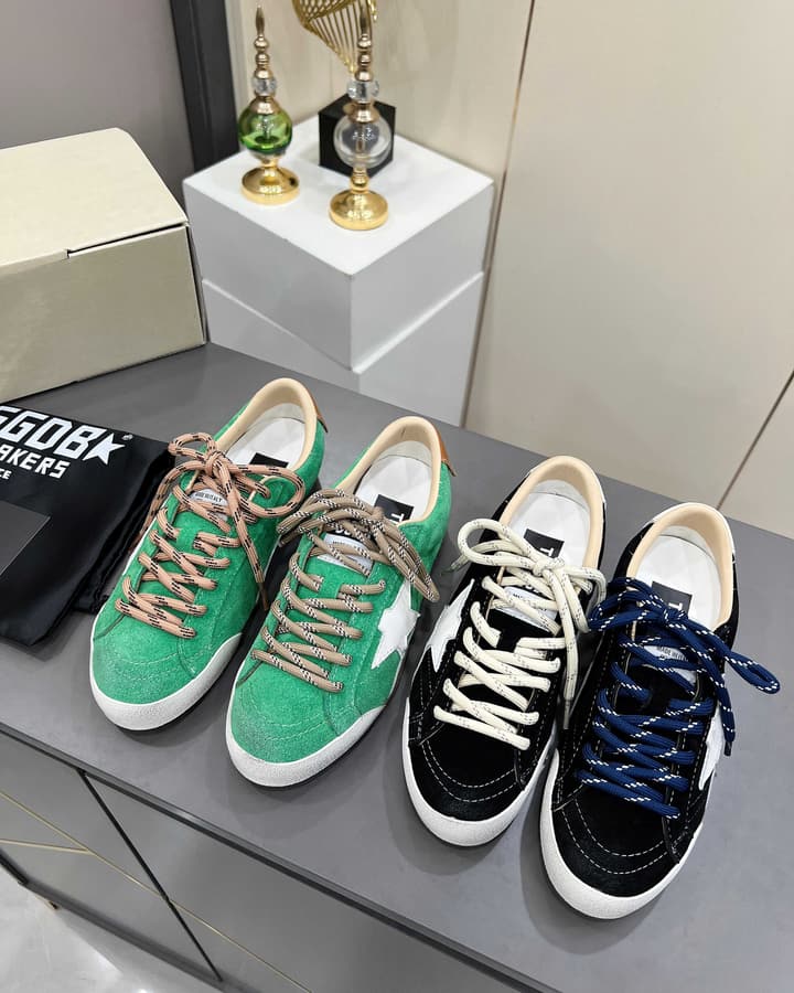 Golden Goose GGDB Star Distressed Sneakers in Black Suede
