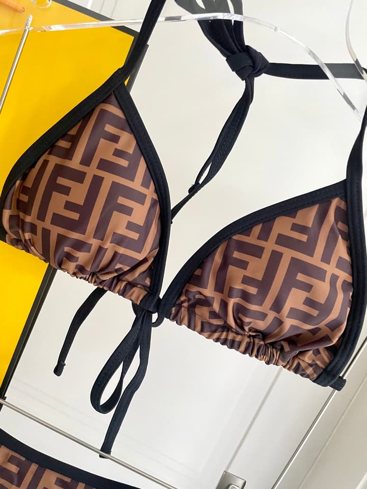 Fendi One-Piece Swimsuit in Brown Ff Monogram Set