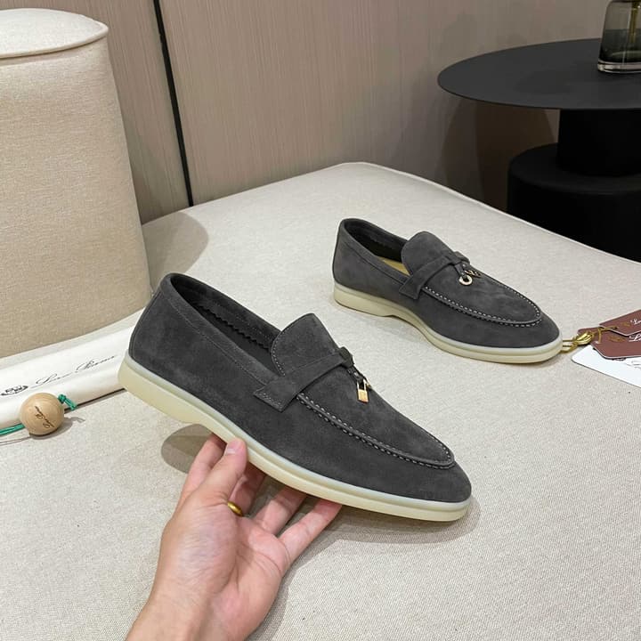 Loro Piana Summer Charms Walk Moccasin Loafers in Bright Orange Leather