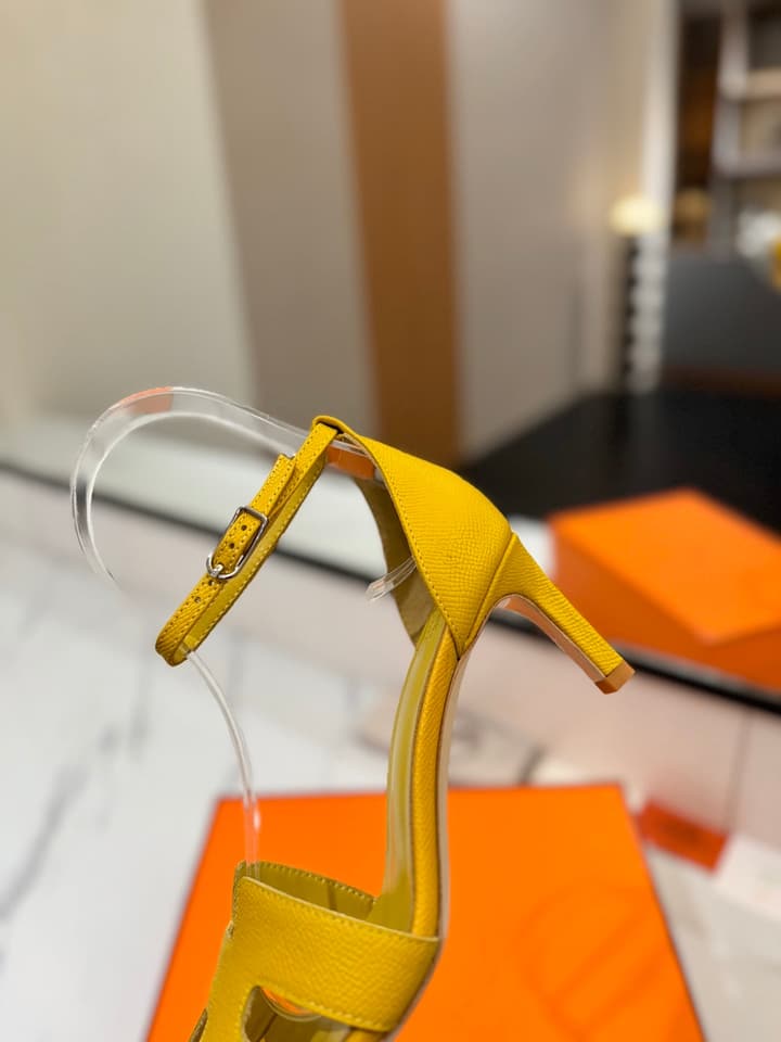 Hermès Classic Palm Grain Cowhide Heels – 6.5cm in Black