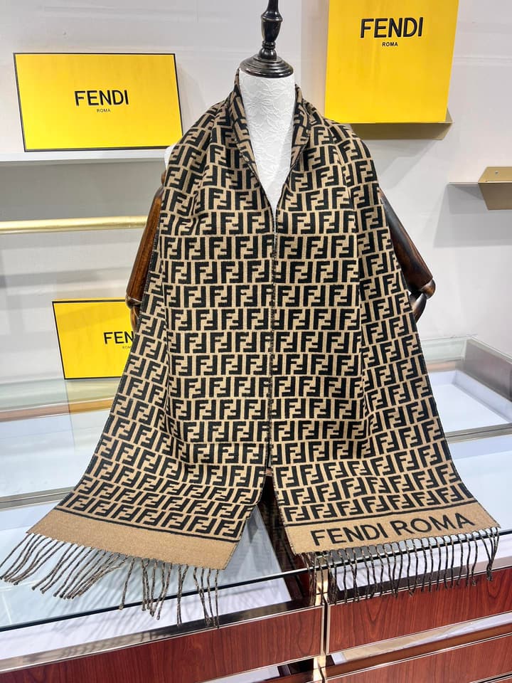 Fendi FF Monogram Scarf in Dark Brown Ff Monogram