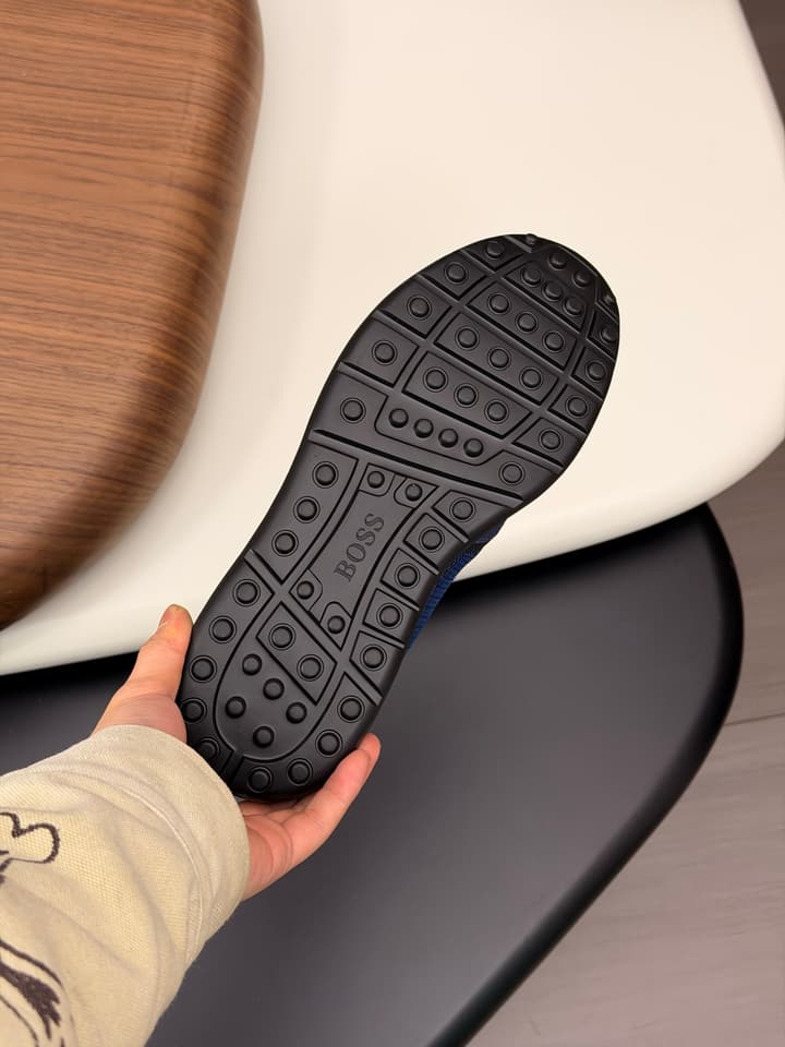 Boss Men's Knit and Leather Sneakers